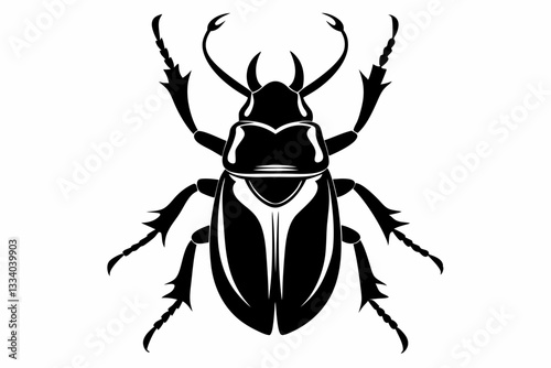 bombardier beetle line art silhouette vector illustration
