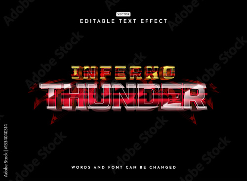 inferno thunder modern neon red electric glow shiny 3d text effect template