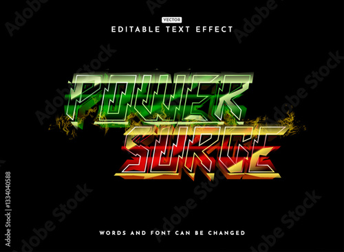 power strike modern neon electric glow shiny 3d text effect template