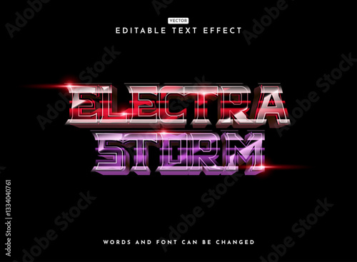 electra storm modern neon electric glow shiny 3d text effect template