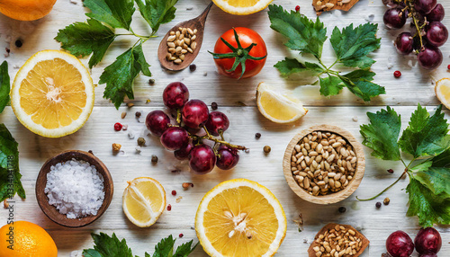 spices on a wooden board