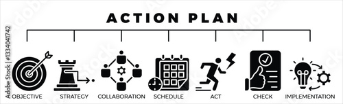Action Plan Solid Black Style Icon Banner