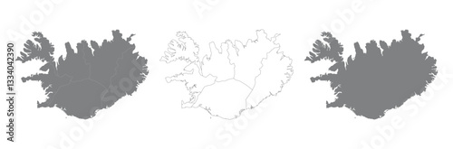 Iceland map set vector design isolated, outline map black map Iceland 