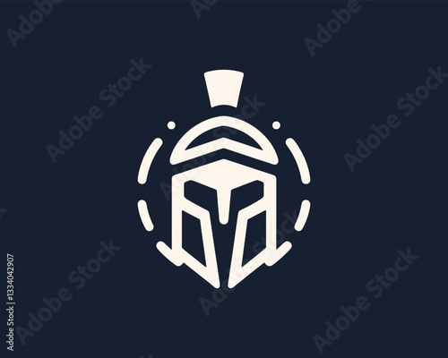 Spartan logo design icon symbol vector illustration. Spartan warrior helmet logo design template photo