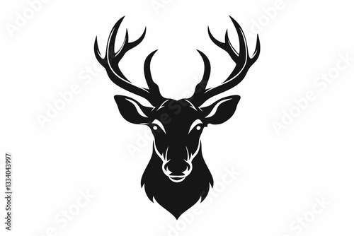 deer head line art silhouette vector illustration