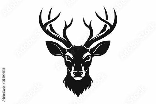 deer head line art silhouette vector illustration