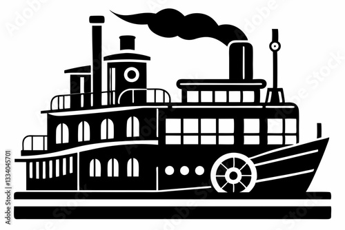 electric steamer line art silhouette vector illustration