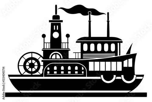 electric steamer line art silhouette vector illustration