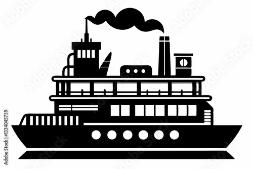 electric steamer line art silhouette vector illustration