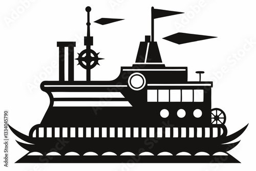 electric steamer line art silhouette vector illustration
