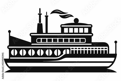 electric steamer line art silhouette vector illustration