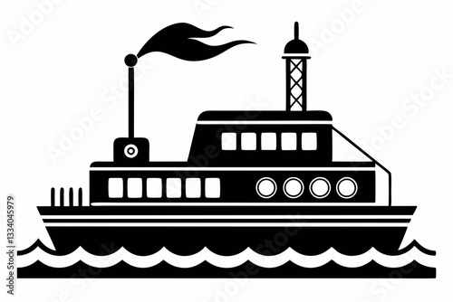 electric steamer line art silhouette vector illustration