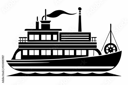 electric steamer line art silhouette vector illustration