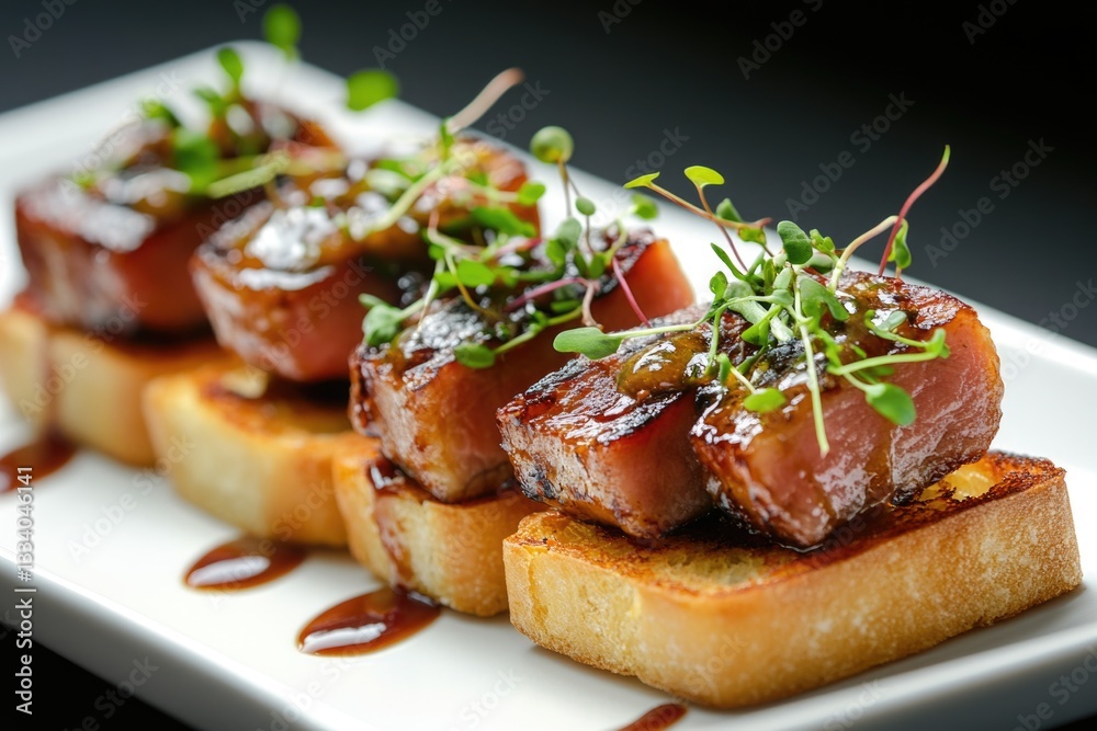 A plate with sliced meat served with savory sauce, perfect for food photography or culinary theme A plate with sliced meat served with savory sauce, perfect for food photography or culinary theme