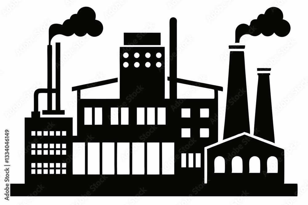 Obraz premium factory line art silhouette vector illustration