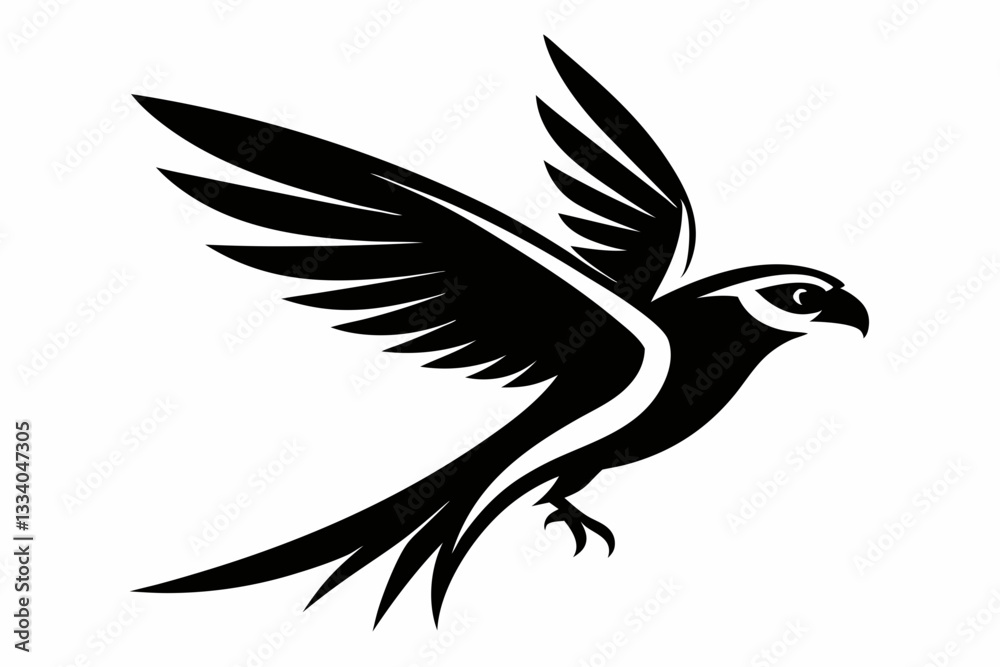 Obraz premium flying falcon bird line art silhouette vector illustration