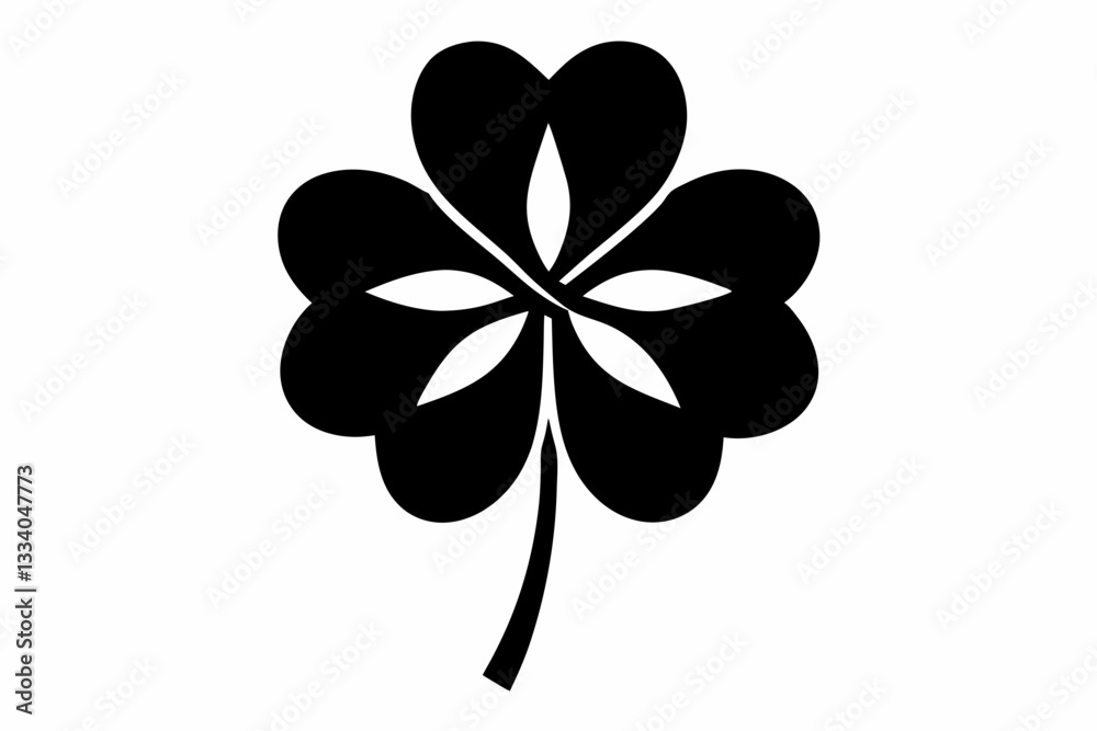 four leaf clover icon line art silhouette vector illustration