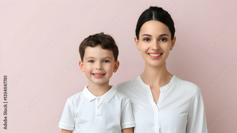 Radiant bond: a mother and son portrait embodying pure affection and joy Radiant bond: a mother and son portrait embodying pure affection and joy