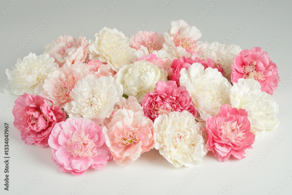 Delicate peony heads in varying tones, perfect for elegant decorative floral designs or refined artistic compositions. Delicate peony heads in varying tones, perfect for elegant decorative floral designs or refined artistic compositions.