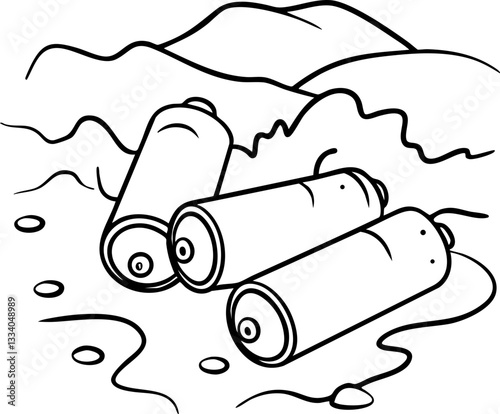 Three spray cans discarded on the ground, highlighting pollution issues.