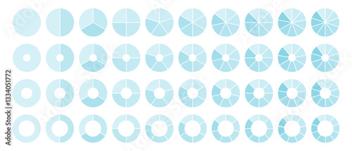 Dividing diagram equal parts from 1 to 10 blue, Cyclical pie chart wheel infographic, Vector illustration.