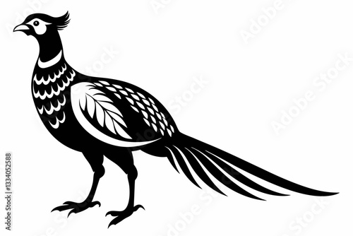 pheasant line art silhouette vector illustration