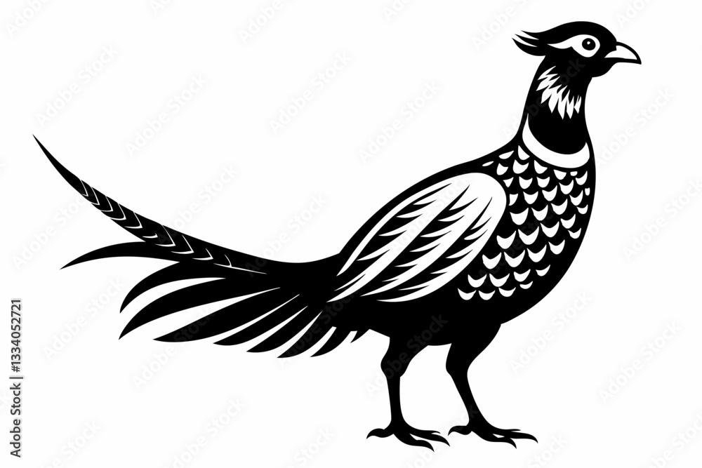 Fototapeta premium pheasant line art silhouette vector illustration