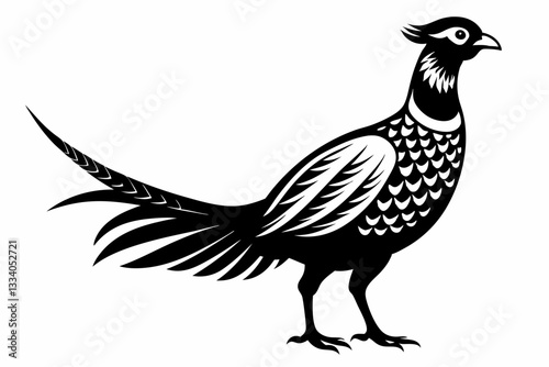 pheasant line art silhouette vector illustration