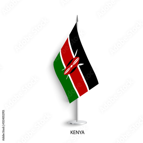 Kenya table flag on light grey background. Kenya desk flag isolated on grey background	
