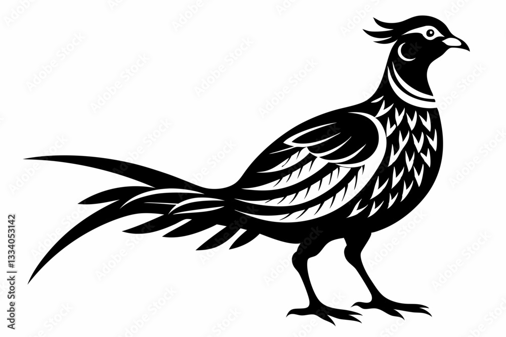 Fototapeta premium pheasant line art silhouette vector illustration