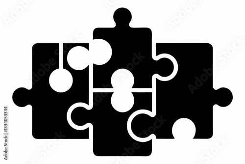 puzzle sign symbol line art silhouette vector illustration