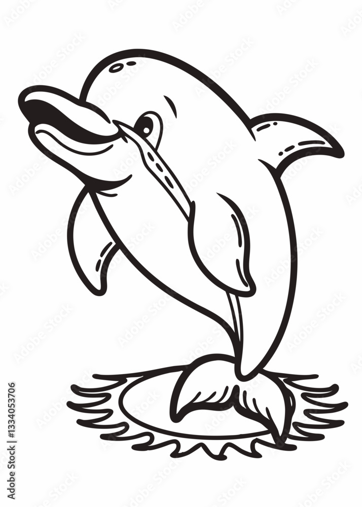 Joyful Dolphin illustration: Playful dolphin, depicted in an illustration, its body curved into a cheerful shape and radiating happiness. Joyful Dolphin illustration: Playful dolphin, depicted in an illustration, its body curved into a cheerful shape and radiating happiness.