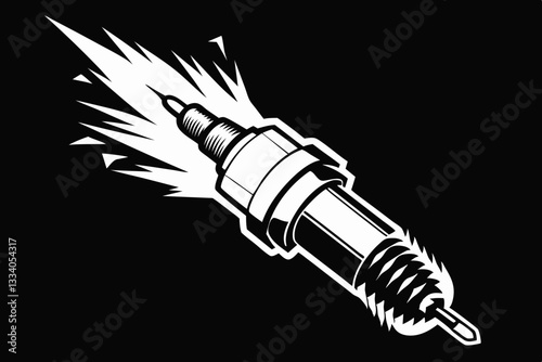 spark plug line art silhouette vector illustration