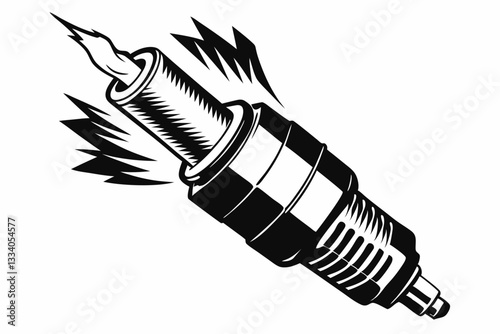 spark plug line art silhouette vector illustration