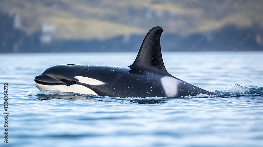 Fototapeta premium A killer whale orca swimming in the water