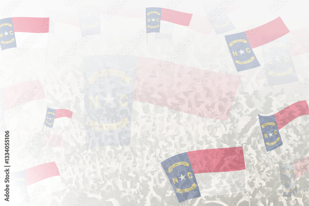 Obraz premium Celebratory Crowd with North Carolina Flags Background