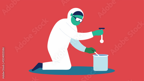 Sample Collection An illustration of a forensic toxicologist wearing gloves carefully collecting a fluid sample from a sealed container using a pipette.