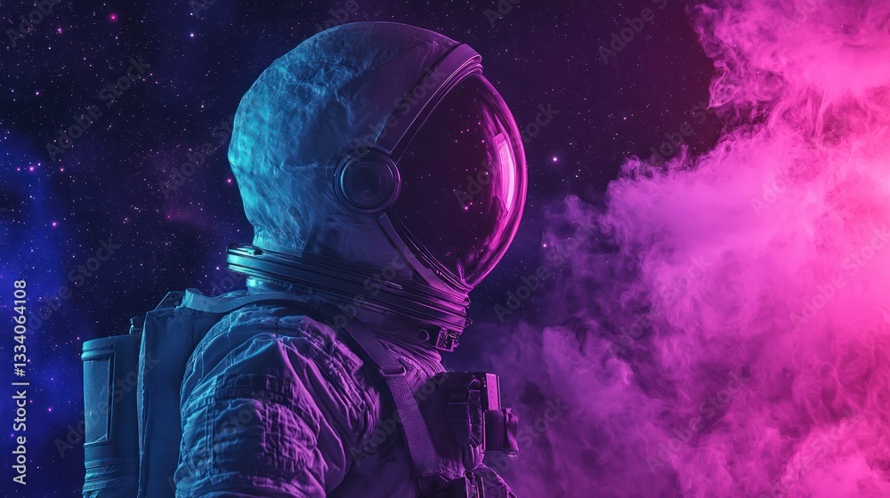 Astronaut in Space with Colorful Nebula and Cosmic Background Astronaut in Space with Colorful Nebula and Cosmic Background