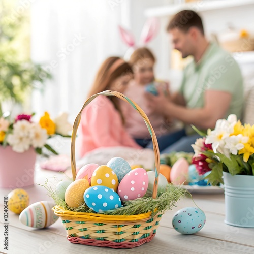 Happy easter monday.  easter monday the day following easter sunday. Happy Easter Monday trendy design with hand drawn strokes and dots, eggs, bunny ears, spring flowers in pastel colors. Modern minim