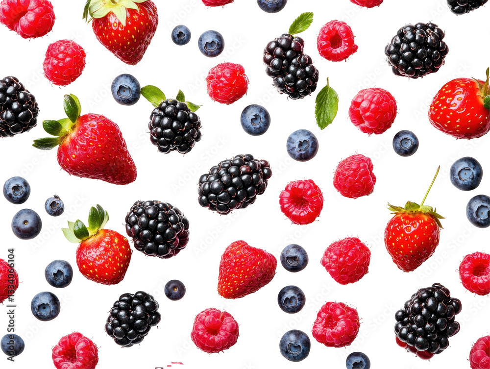 Isolated Mixed Berries Pattern Isolated Mixed Berries Pattern