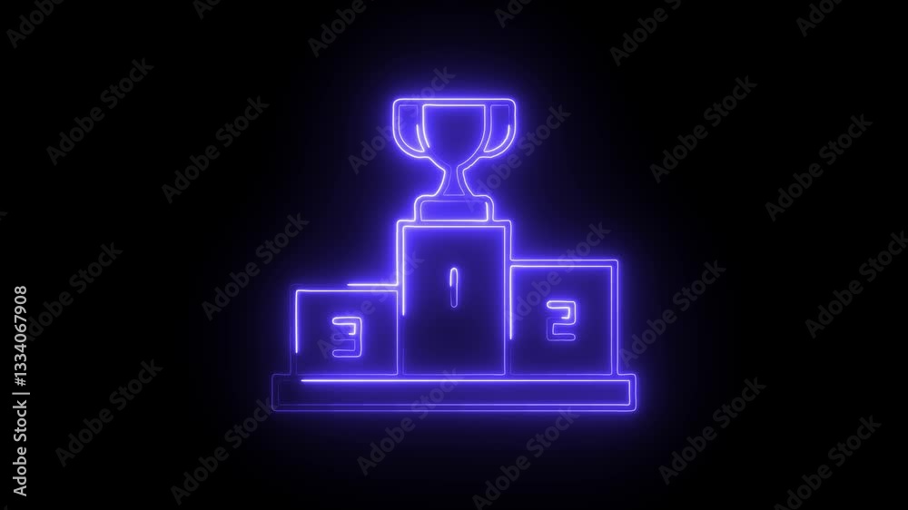 Glowing neon podium icon isolated on black background. HD Video motion graphic animation Glowing neon podium icon isolated on black background. HD Video motion graphic animation