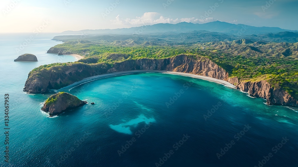 Fototapeta premium Stunning aerial view of the scenic Peninsula Papagayo in Costa Rica