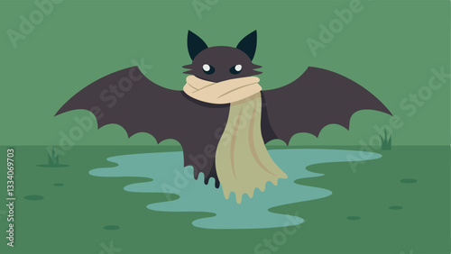 Scarf Tied to a Baton A bat wrapped in a frayed scarf lying hidden beside a narrow waterlogged ditch with reflections of surrounding greenery.