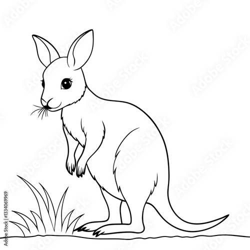 an adorable kangaroo standing in a field of grass, captured in a delightful illustration. This cute marsupial, with its endearing features, represents the beauty of the Australian outback