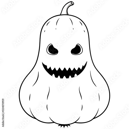 a spooky halloween pumpkin illustration with a terrifying face