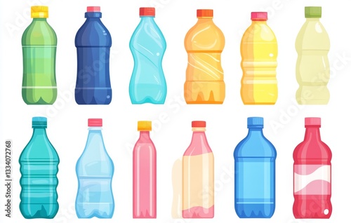 Colorful plastic bottles arranged for design inspiration