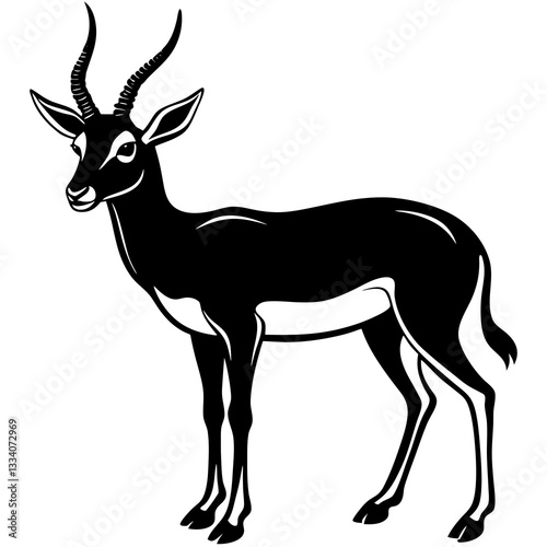 Elegant gazelle silhouette standing with grace, showcasing its remarkable horns. The image captures the essence of wilderness