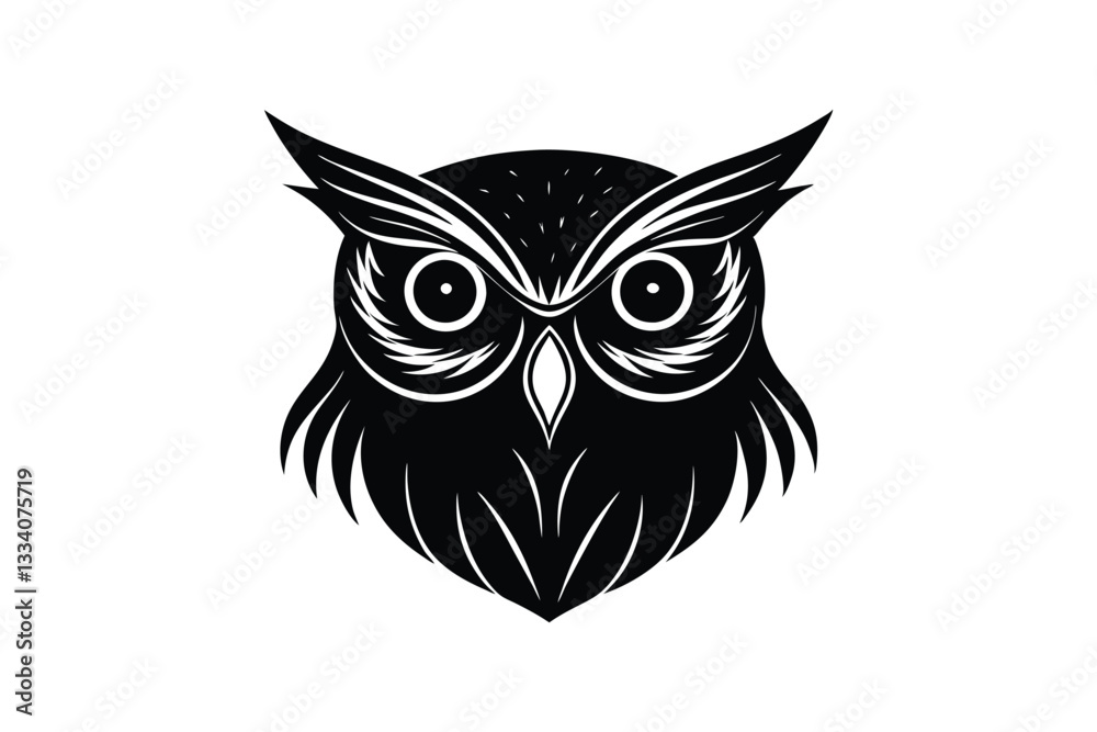 Obraz premium Silhouette vector art illustration of an owl's head.eps