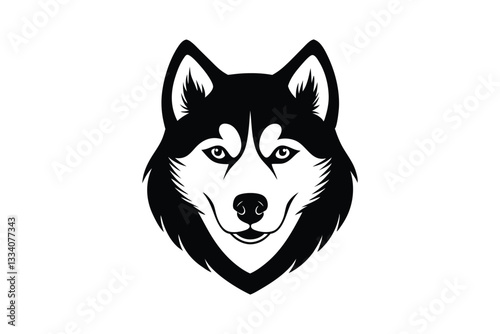 Silhouette vector art illustration of a husky's head.eps