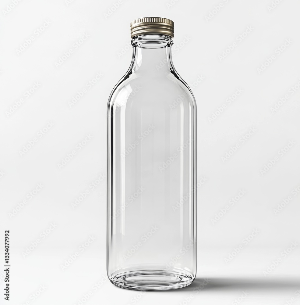 Empty glass bottle mockup on a white background Empty glass bottle mockup on a white background
